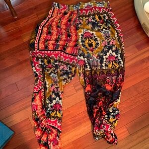 Anthropology velvet and extremely colorful blue drawstring scrunchie leg sides